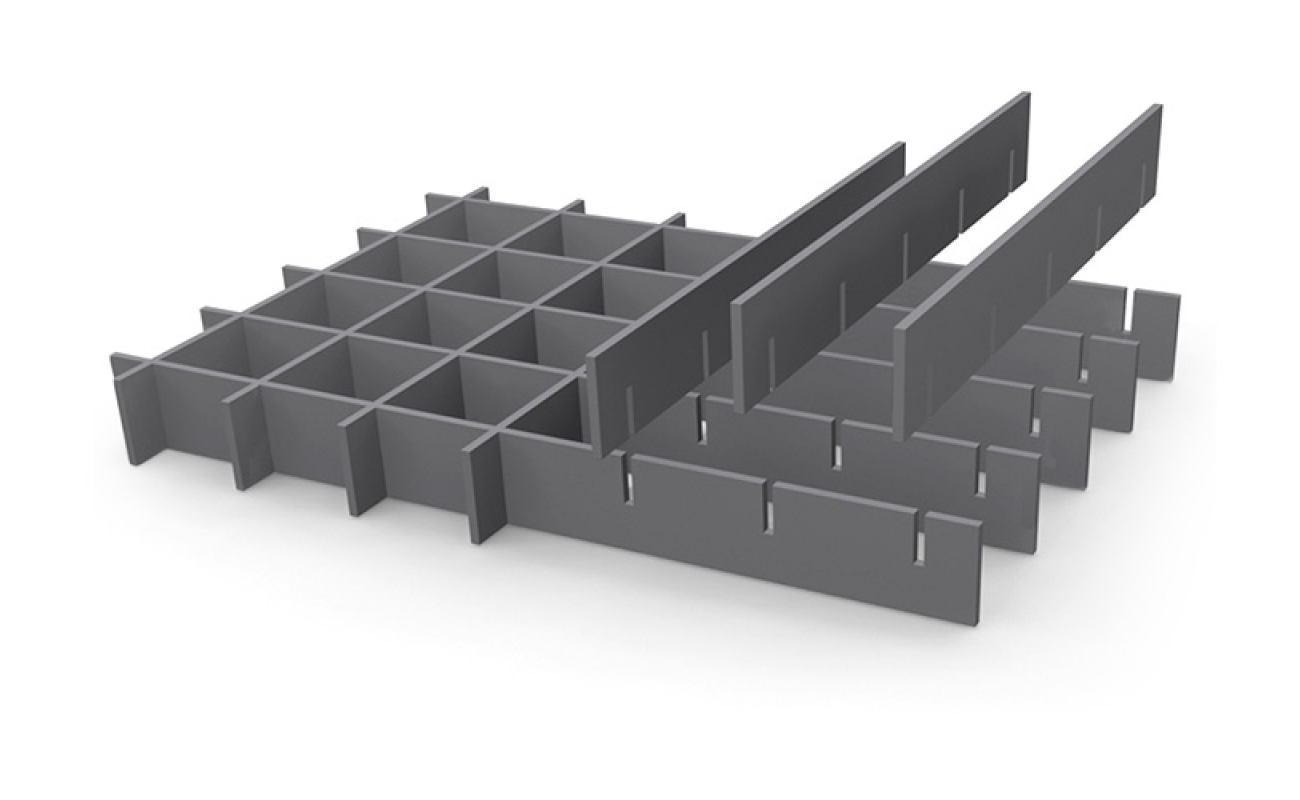 Taşıyıcı ve Bağlayıcı Lama ölçüleri birbirine eşit iki lamanın ters yönlü birbirine geçmesi ile oluşturulan Izgara tipidir. Büyük taşıma kapasitesinin diğe